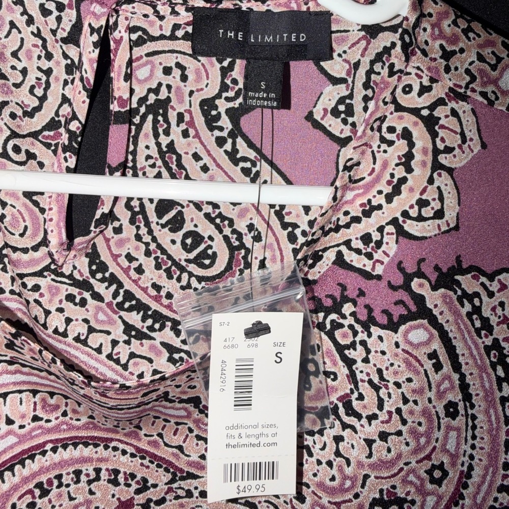 The Limited Pink Purple Paisley Sleeveless High-Low Shell Blouse Top Small NWT - Picture 2 of 8